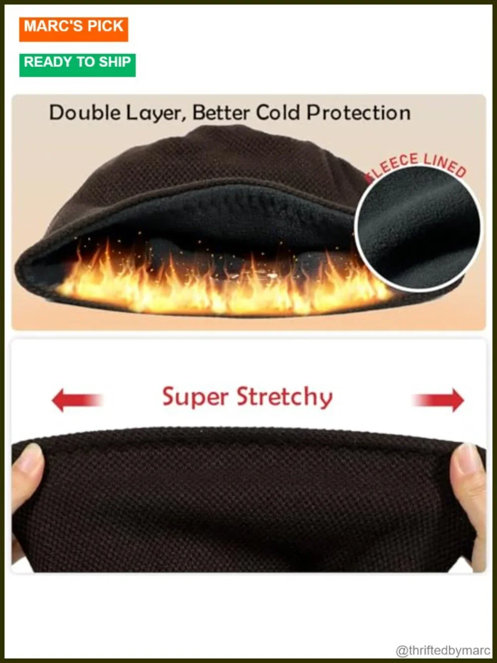 Winter Beanie Hat Fleece Lined Reversible Skull Cap Unisex Warm Knit Cap